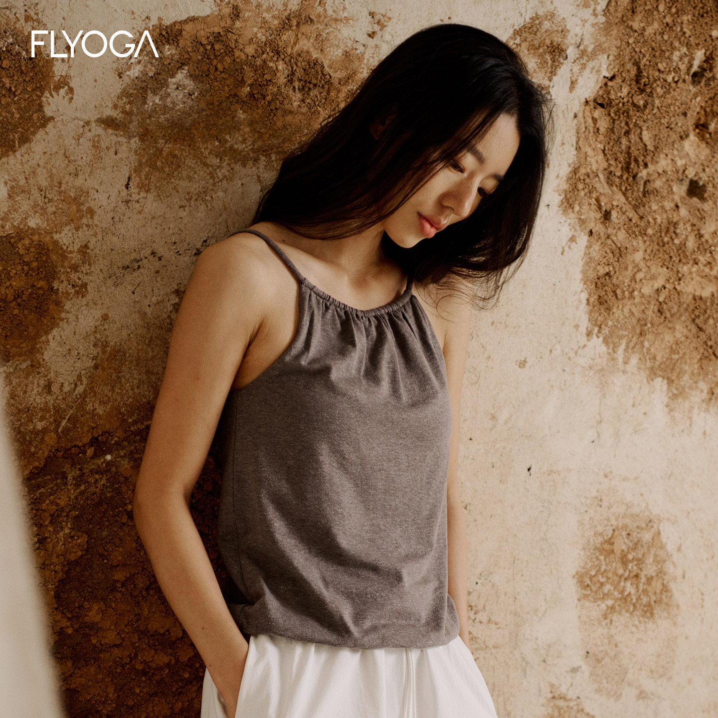 FLYOGA飞蓝瑜伽服云麻健身运动宽松吊带上衣普拉提绝美训练背心女