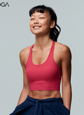 FLYOGA飞蓝瑜瑜伽内衣一体杯带胸垫攀岩跑步健身螺纹上衣女31109