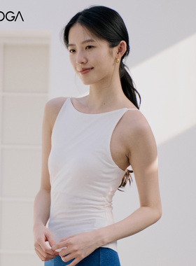 FLYOGA飞瑜伽服汉麻背心普拉提白色健身带胸垫瑜伽运动上衣女夏季