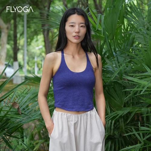 FLYOGA飞瑜伽服汉麻背心普拉提紫色健身带胸垫瑜伽运动内衣上衣女