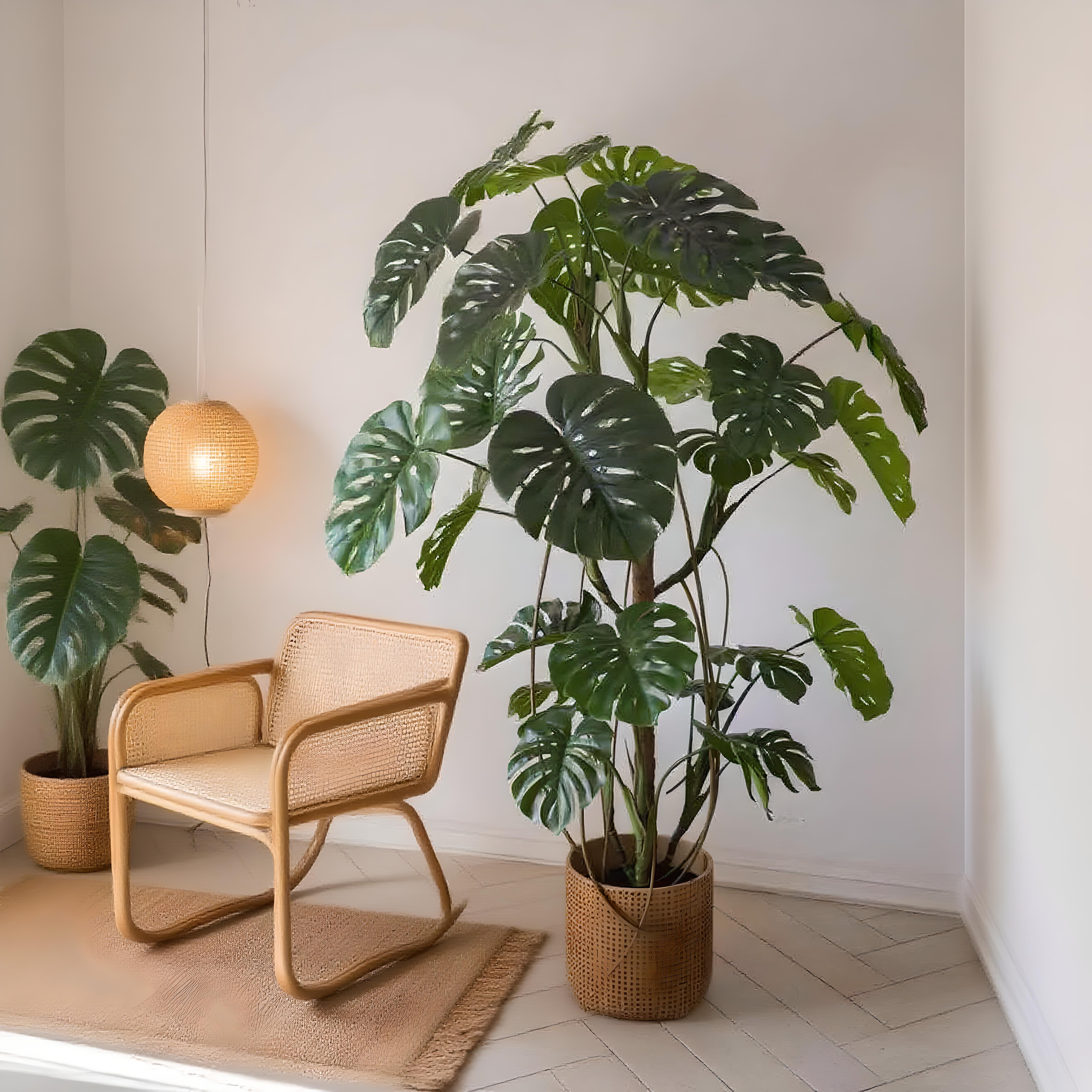 龟背芋彷真绿色植物造景植物高端轻奢摆件室内客厅盆栽假树落地办