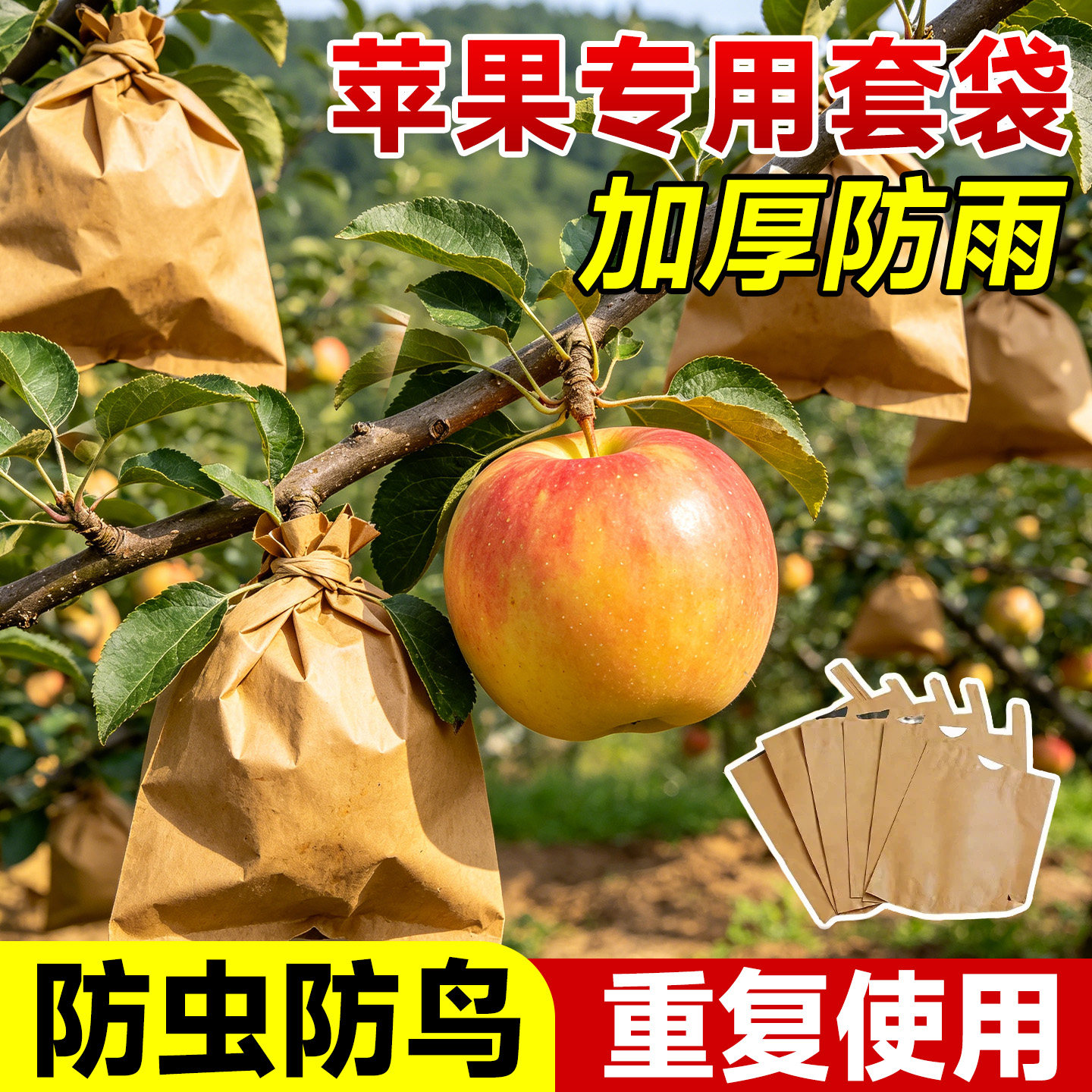 苹果套袋红富士水果套袋果蔬袋草莓葡萄桃子专用纸袋防虫防鸟神器