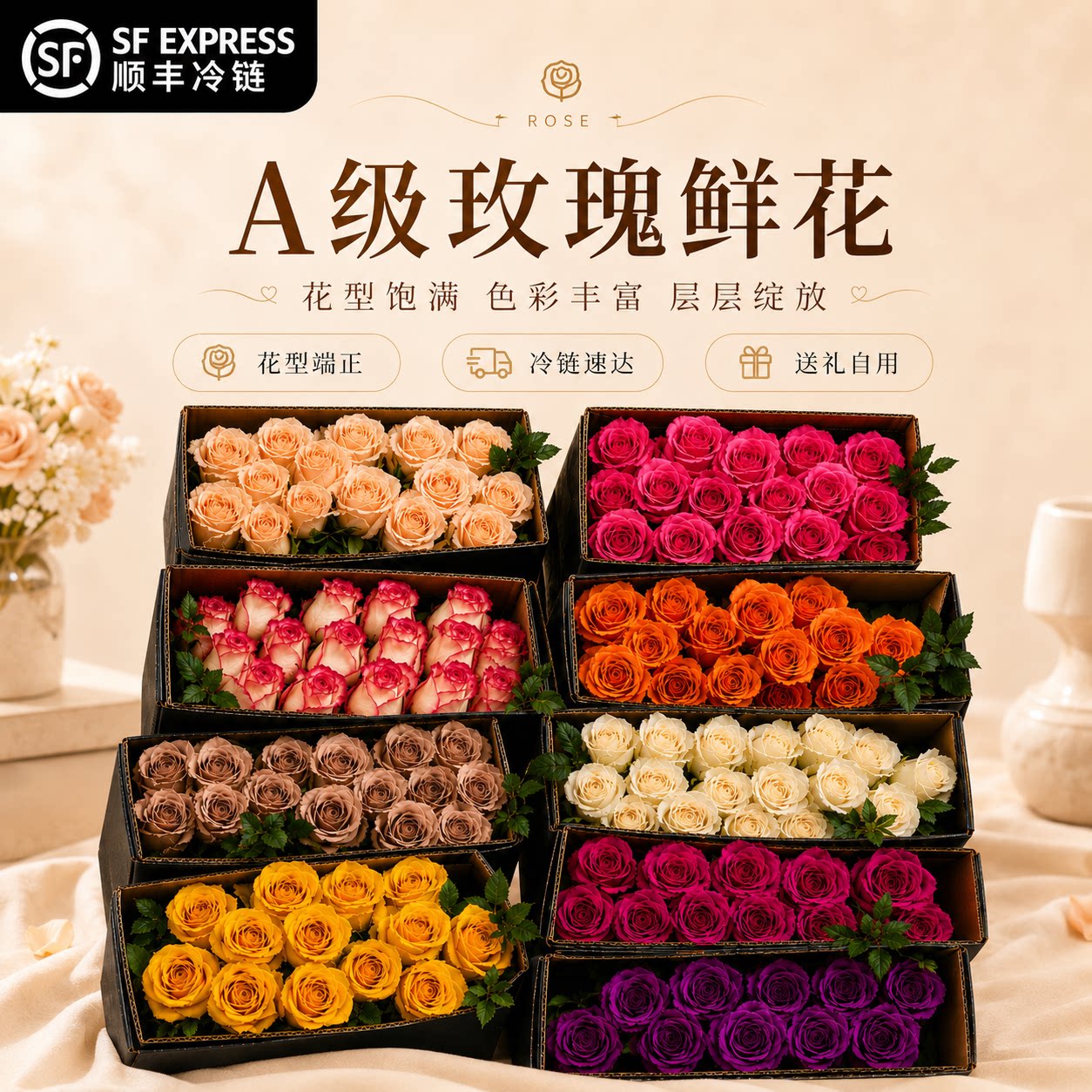 玫瑰花鲜花云南基地直发顺丰次日达家用鲜切插花超长花期真花花卉 - 实物图
