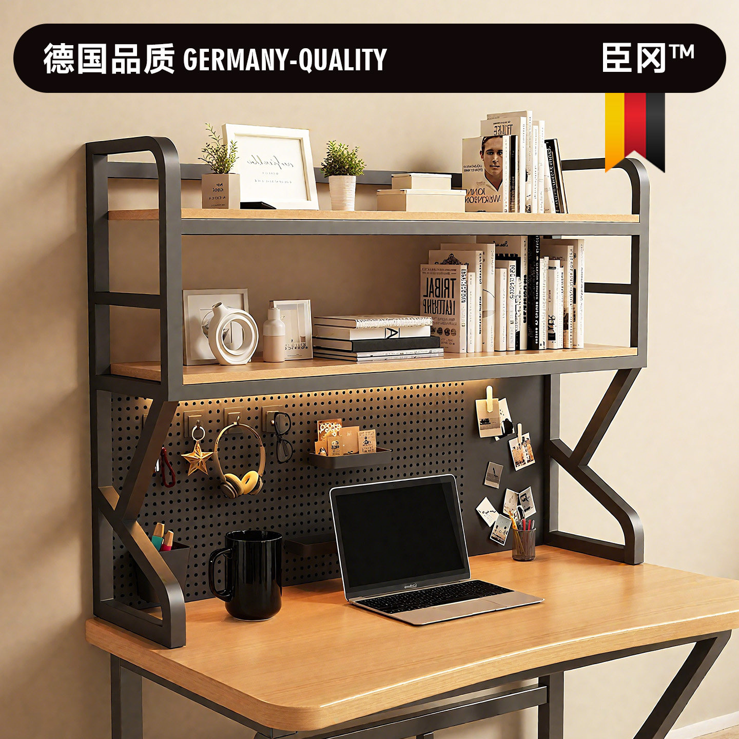 书架落地置物架桌面洞洞板多层收纳办公书桌学生电脑桌上铁艺靠墙