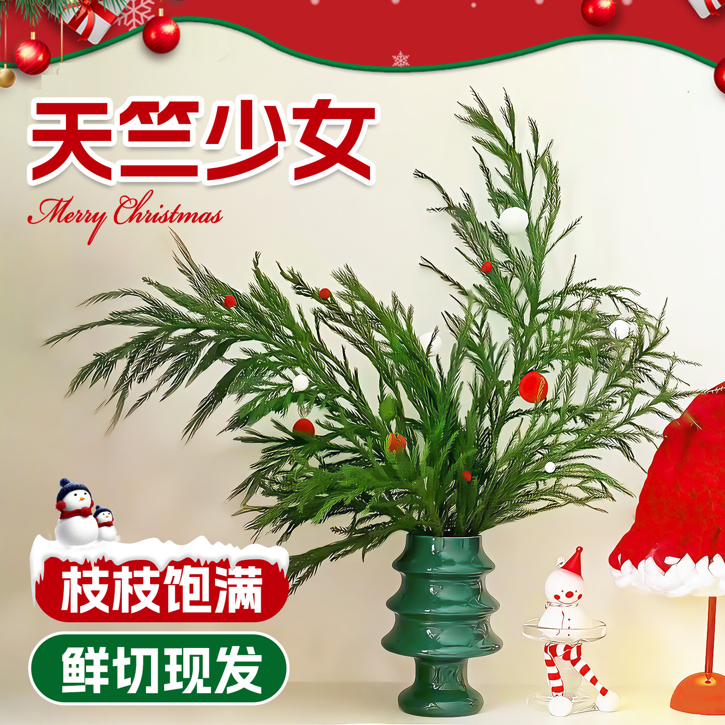 圣诞花束天竺少女松绿植