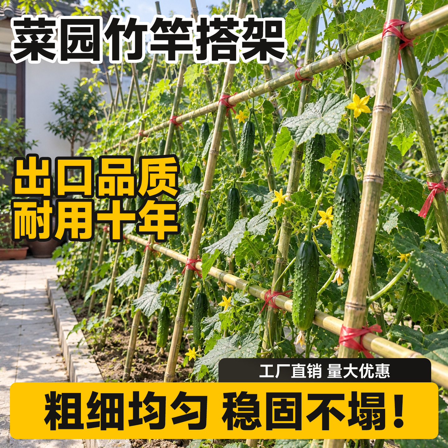 竹竿菜园搭架竹杆竹子旗杆番茄支撑杆竹竿棍批发竹篱笆栅栏爬藤架