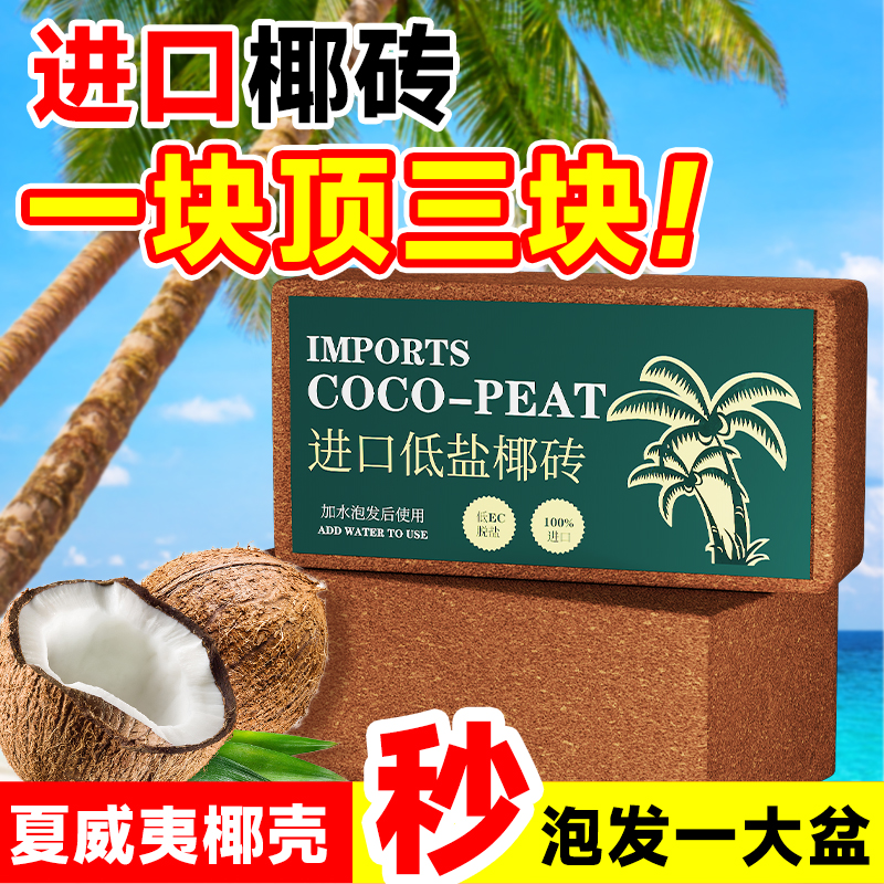 进口椰砖营养土养花通用型椰壳椰糠花土椰子土种菜脱盐椰土土壤