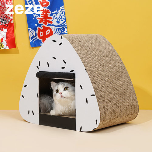 zeze饭团猫抓板耐磨立式猫抓柱创意磨爪猫爪板不掉屑瓦楞纸猫窝猫