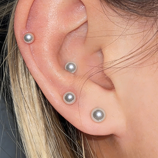 珍珠耳钉耳骨钉女耳蜗钉睡觉免摘螺丝拧迷你扣耳皮耳屏耳骨耳环