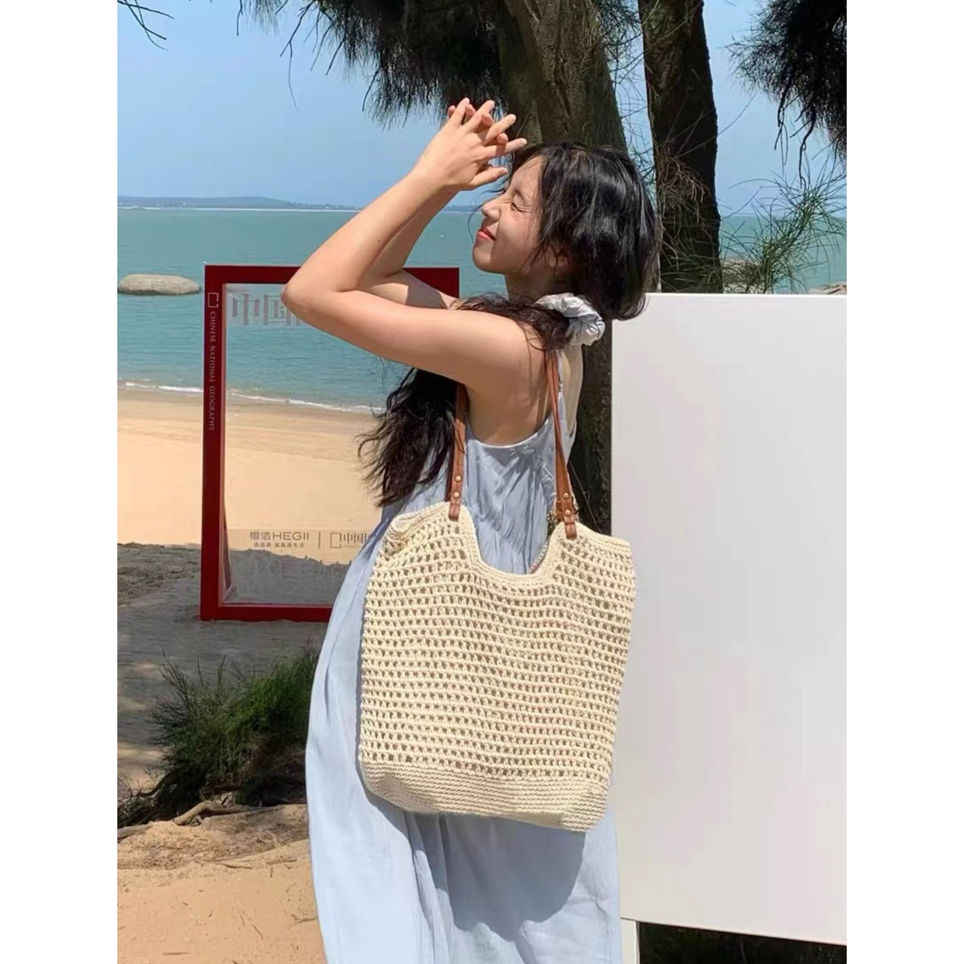 编织包女夏天ins百搭海边度假沙滩包包大容量旅行包通勤单肩包包