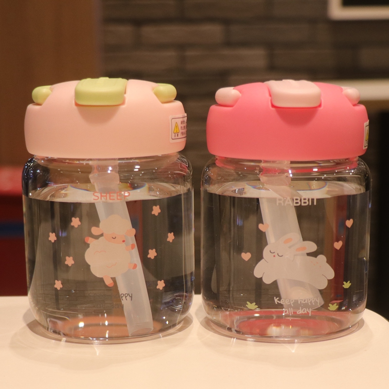 手提式玻璃吸管杯牛奶杯子早餐杯