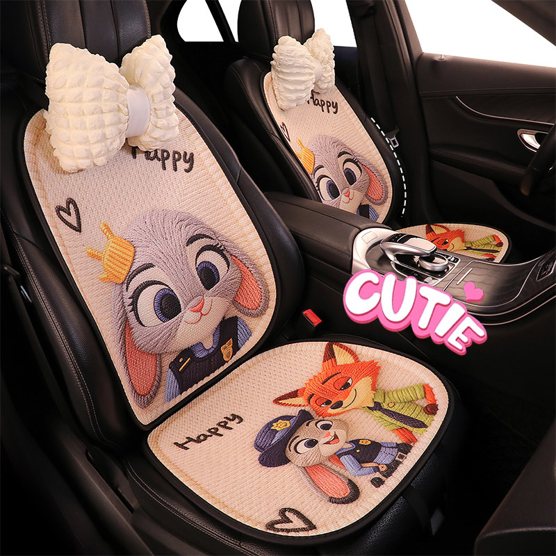 2024汽车坐垫小车SUV四季卡通座套女生可爱座椅套网红女士车座垫