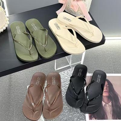 新款平跟夏季TPR女拖鞋潮情侣人字拖男夹脚沙滩防滑平跟塑胶底软