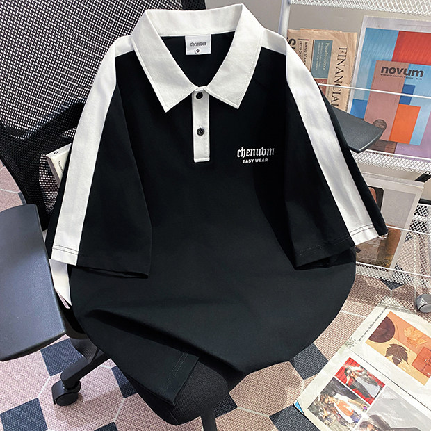 CHENUVM2026夏季新款重磅纯棉短袖POLO衫翻领男款美式宽松上衣潮