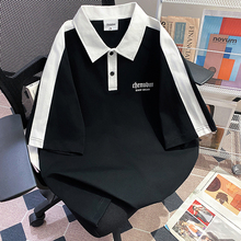 CHENUVM2025夏季新款重磅纯棉短袖POLO衫翻领男款美式宽松上衣潮
