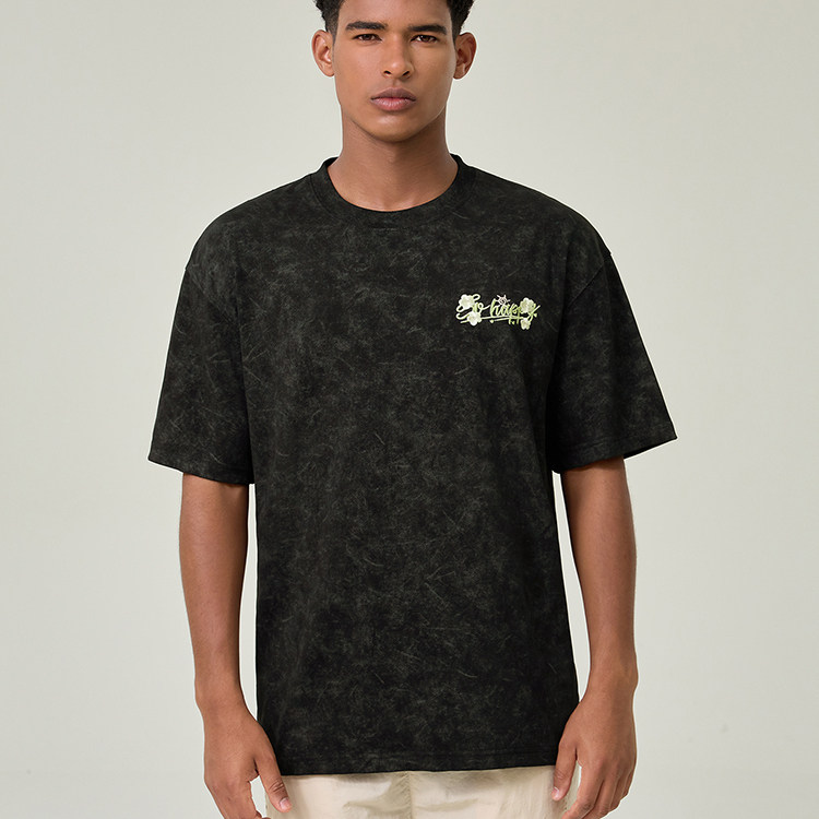 CHENUVM美式重磅刺绣短袖t恤男款2026新款夏季高街宽松半袖上衣服