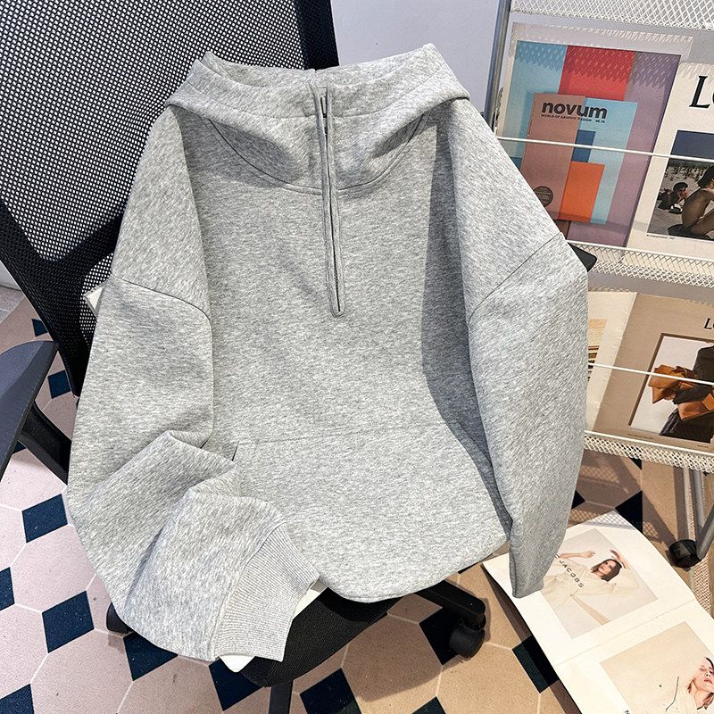 美式松弛潮牌半拉链连帽卫衣秋冬