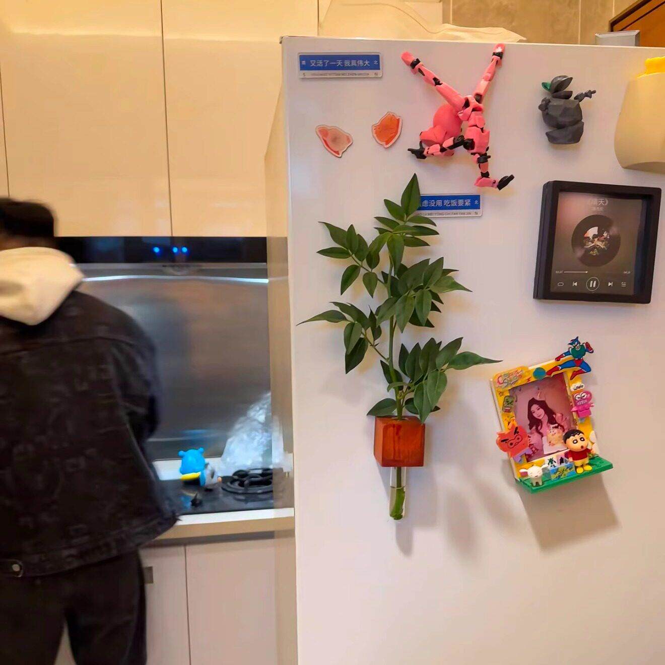 磁吸冰箱贴花瓶小众设计感立体水培鲜花创意试管玻璃瓶装饰摆件