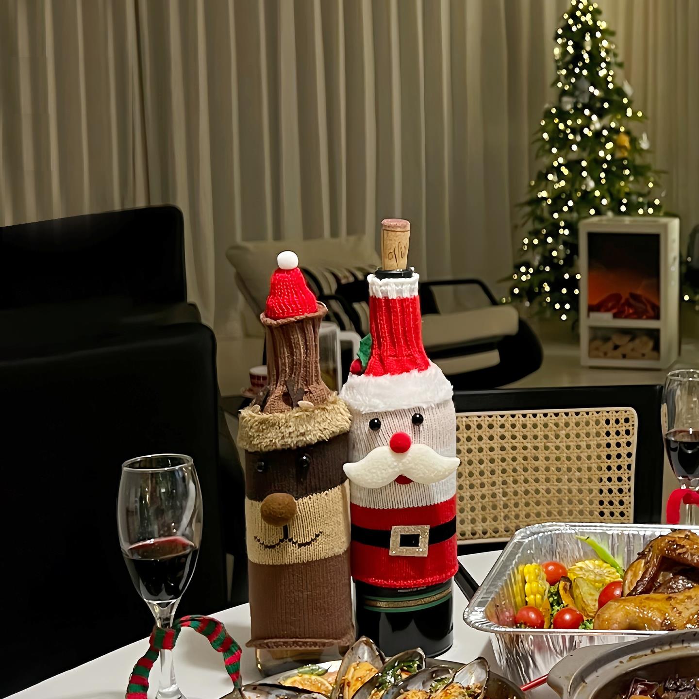 圣诞酒瓶套摆件咖啡厅圣诞氛围创意场景布置圣诞氛围小配件diy