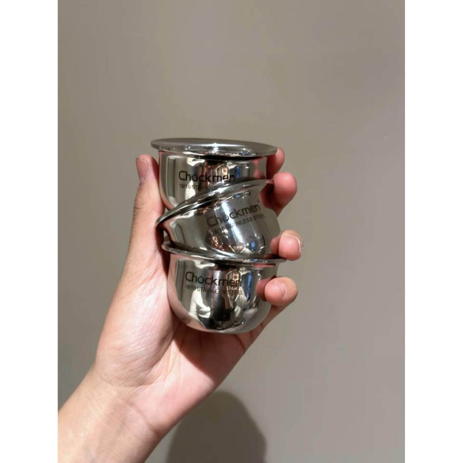 304不锈钢加厚家用茶杯0.1kg实心白葡萄酒杯精致迷你酒杯防摔户外
