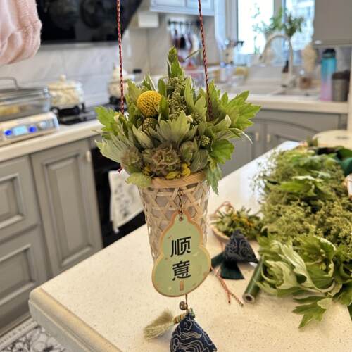 端午节艾草门挂花束手工diy材料包香囊粽子挂件活动装饰氛围布置