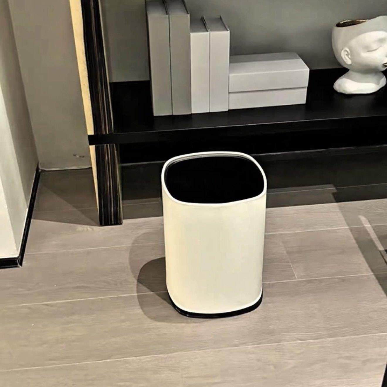 轻奢垃圾桶家用大号大容量客厅简约双层废纸篓无盖式卫生桶高颜值