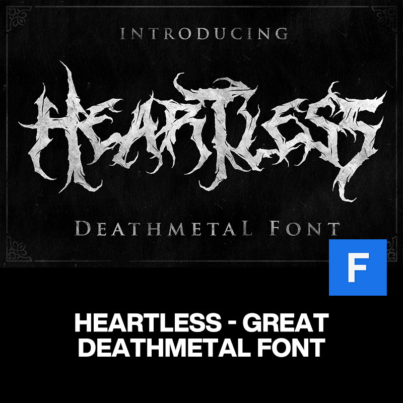 heartless潮流叛逆死亡金属摇滚logo海报服装标题装饰英文字体