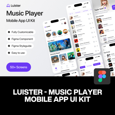 时尚简约手机音乐App播放器播客音频应用ui用户界面figma设计模板