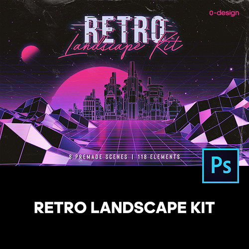 8款科幻复古蒸汽波未来赛博朋克做旧海报设计kv主视觉psd分层素材