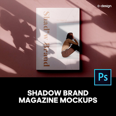 6款杂志画册书籍文艺轻奢简约光影投影样机素材Mockup展示模板