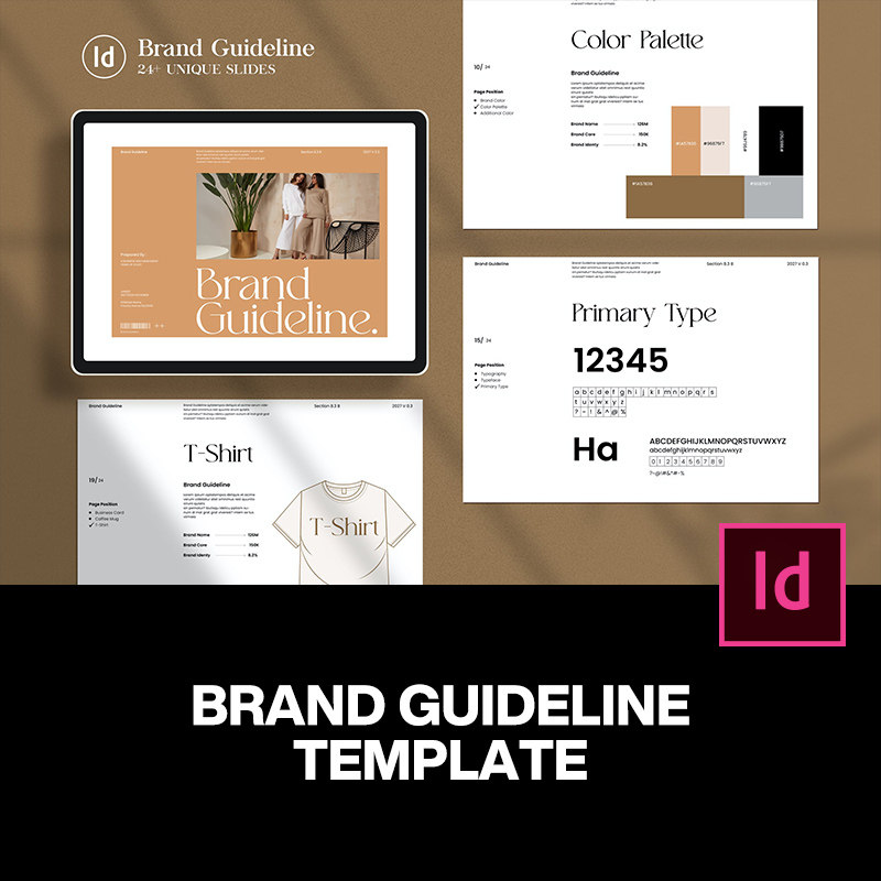 24页通用横版简约时尚品牌定位VI规范指导手册排版设计id版式模板