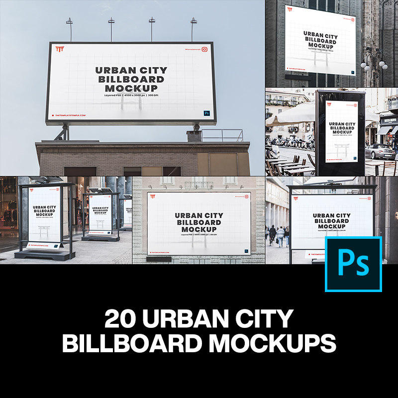 20款户外高炮灯箱广告牌海报设计作品贴图ps样机素材展示效果图
