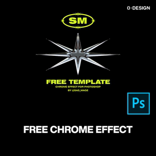 潮流未来金属镀铬3D立体反光logo标题字体ps样机素材特效生成模板