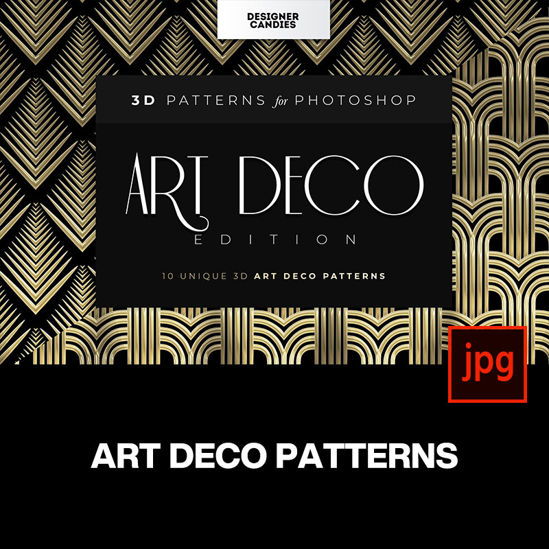 22款经典复古立体art deco艺术装饰无缝拼接图案背景底纹设计素材