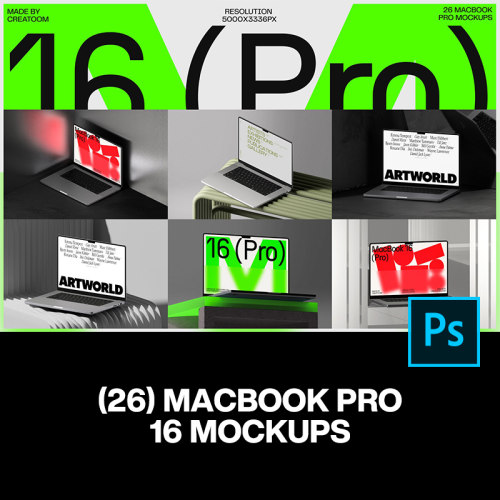 26款极简工业风苹果Macbook笔记本电脑ui设计作品展示ps样机素材
