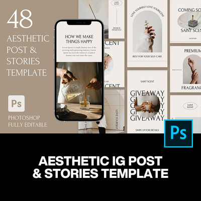 24款文艺优雅简约时尚ins公众号品牌营销推文排版设计ps版式模板