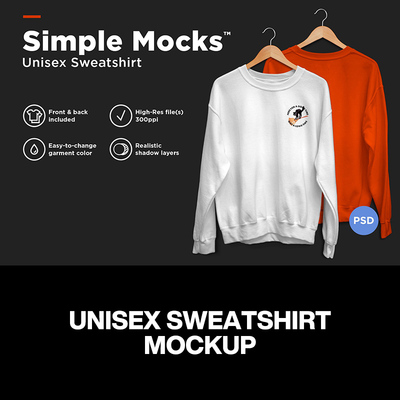 长袖圆领运动休闲卫衣服装印花图案设计贴图ps样机素材展示效果图