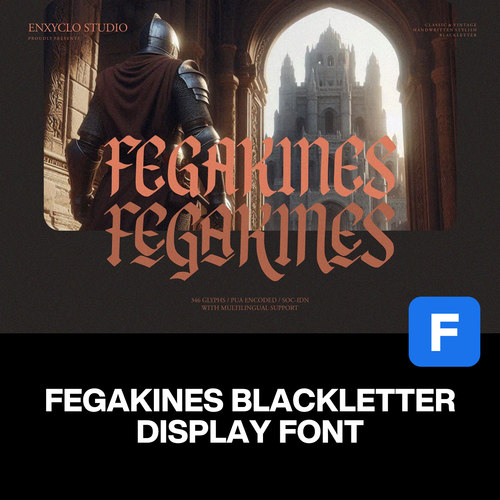 Fegakines潮流复古文创潮牌服装广告海报封面标题哥特英文字体包