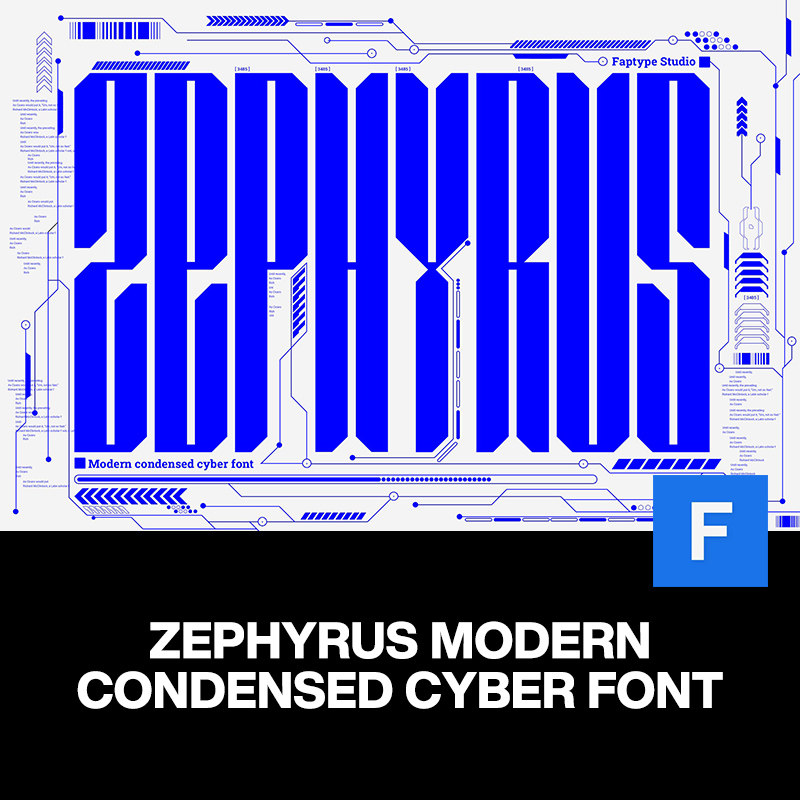 8款zephyrus科幻潮流机能电竞游戏潮牌标识海报浓缩英文字体家族