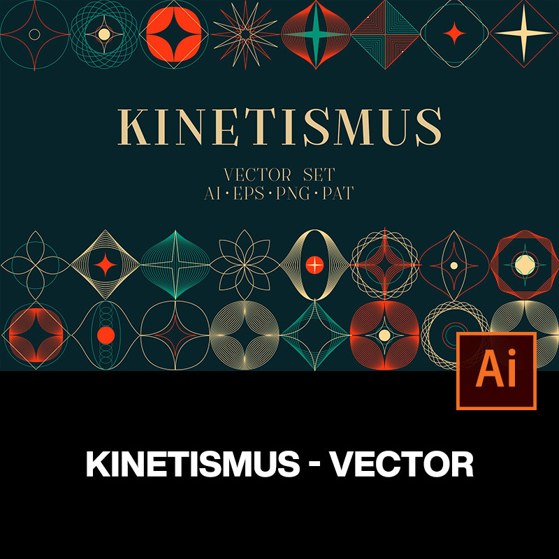 24款抽象艺术线描几何花卉印花图案装饰墙纸背景纹样ai设计素材