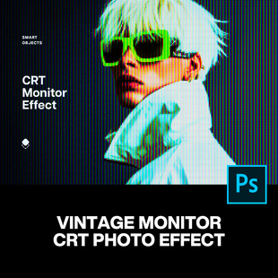 复古科技老式CRT显示器低保真科幻肌理照片图像ps样机特效模板