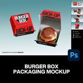 4款 快餐汉堡外带打包纸盒餐饮外卖包装 设计展示效果图ps样机素材
