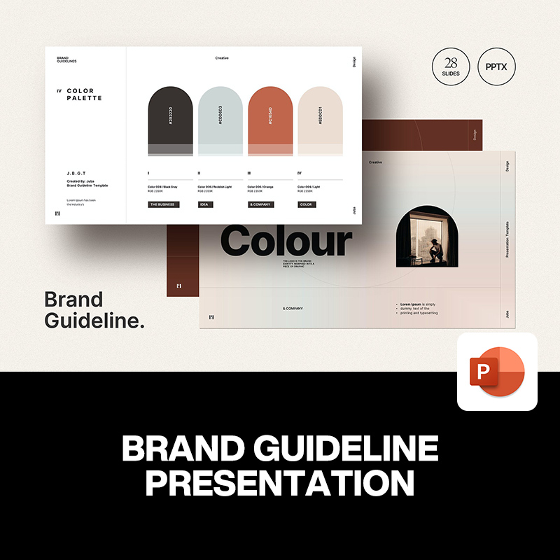 28页时尚简约莫兰迪配色品牌形象VI规范指导手册排版设计ppt模板