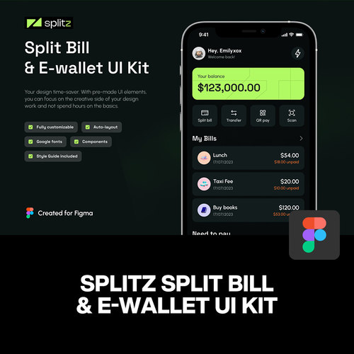 时尚极简金融记账电子钱包交易转账App应用ui界面fig套件设计模版
