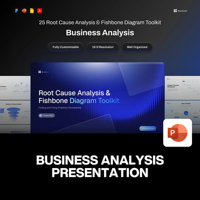 25页公司业务分析鱼骨图数据图表总结汇报培训提案蓝色ppt模板