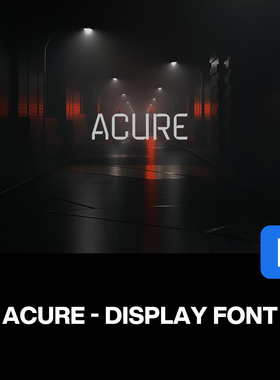 3字重Acure未来科幻机能科技游戏海报封面标题无衬线英文字体家族