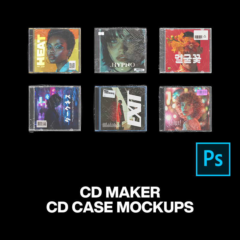 潮流复古怀旧老式音乐CD光碟专辑封面做旧包装设计ps样机素材模板