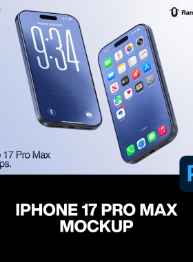 10款iPhone 17 Pro Max苹果手机UI界面设计作品展示效果图ps样机