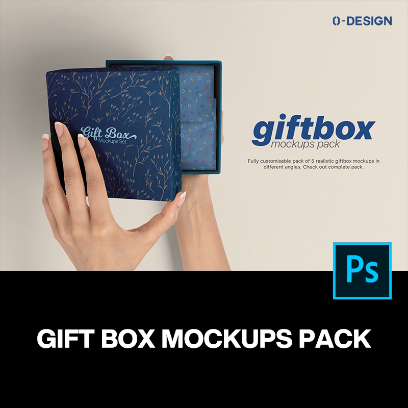 box mockup多角度手持正方形礼物礼品盒包装样机素材场景展示模板