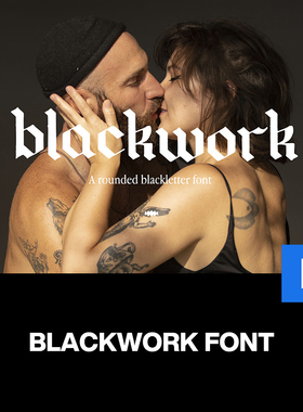 Blackwork潮流复古哥特时尚海报画册广告封面标题艺术英文字体包